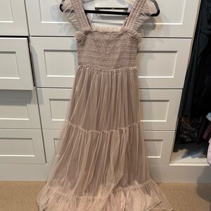 Elegant Taupe Ruffled Dress